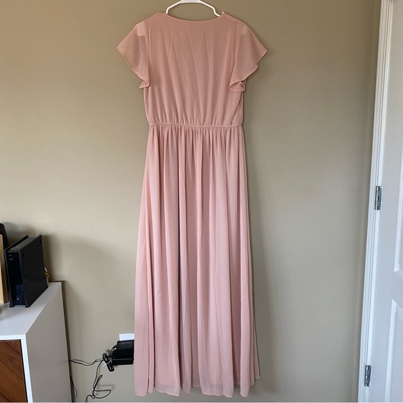 Lulus Lost in the Moment Blush Maxi Dress Blush Pink Wedding Guest Bridesmaid - Picture 8 of 11
